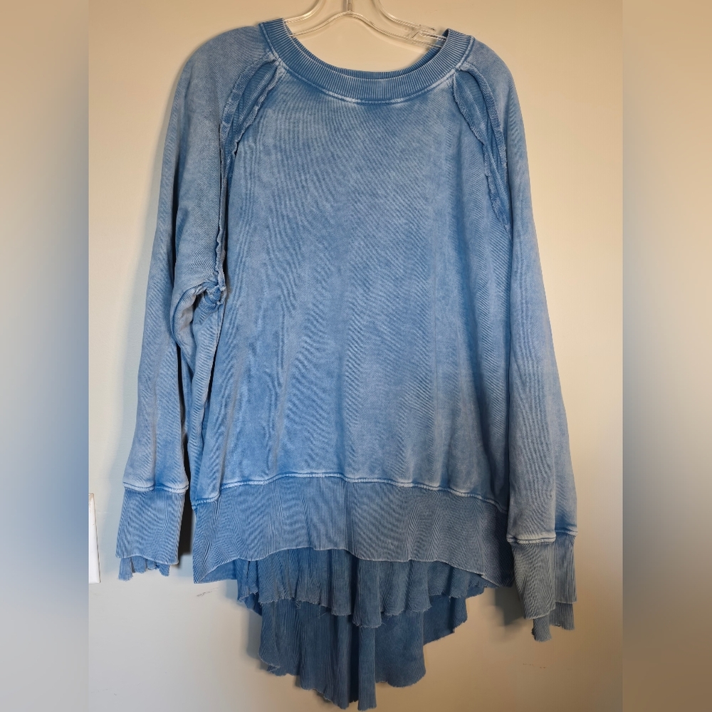 Diesel Washed Light Blue Layered Hem Sweatshirt,  F Roxxy B1 Marbled Effect